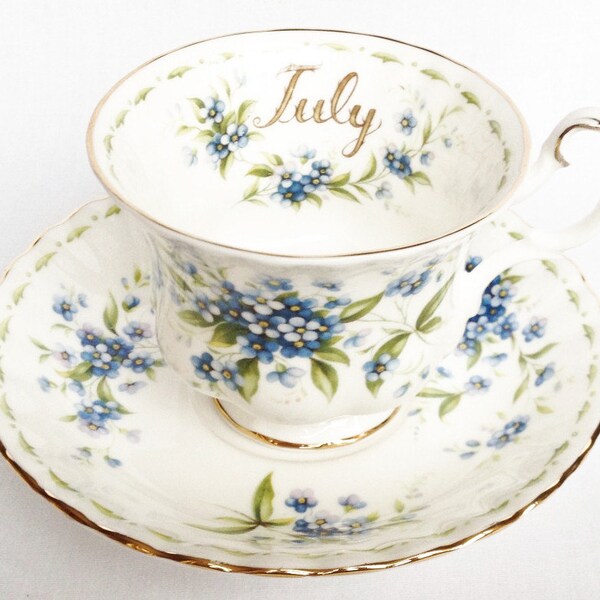 July cup and saucer - Royal Albert Flower of the Month cup and saucer - Forget-Me-Not