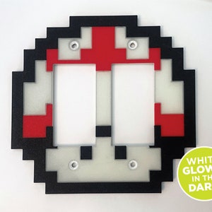 Super Mario Mushroom Double Light Switch Cover: 3D Printed Game Room Decor