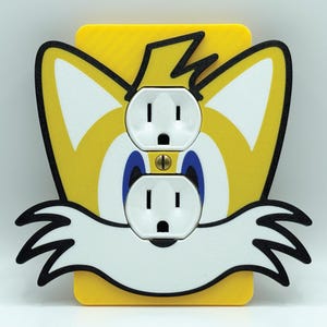 Tails the Fox Outlet Cover | Sonic Inspired Wall Plate | Rocker and Switch Options | Cute Gamer Decor | Kids Bedroom or Nursery Gift