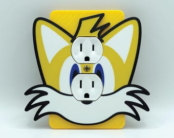 Tails the Fox Outlet Cover | Sonic Inspired Wall Plate | Rocker and Switch Options | Cute Gamer Decor | Kids Bedroom or Nursery Gift