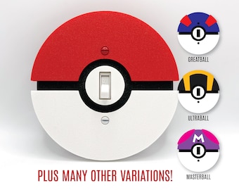 Cubierta de interruptor de luz de Pokémon Pokeball: decoración para habitación infantil, decoración de guardería gamer, regalo para gamers, placa de pared de Pokémon, regalo decorativo de Pokémon para fans de Pokémon