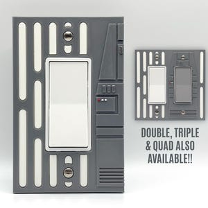 Death Star Inspired Rocker Light Switch Cover Plate – Star Wars Sci-Fi Decor – 3D Printed Galactic Home Upgrade for Fans
