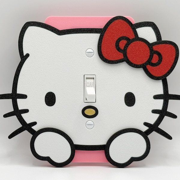 Hello Kitty Light Switch Cover, Pink Kawaii Room Decor, Wall Plate for Kids Bedroom or Nursery