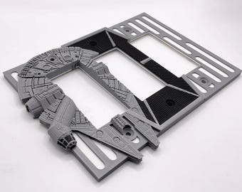 Star Wars Switch Plate Cover: 3D Printed TIE Fighter & Millennium Falcon