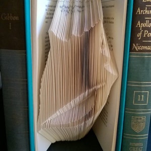 Conch Shell, Seashell, Ocean themed art, folded book art, shell sculpture, ocean themed decor, ocean themed wedding gift decor, centerpiece image 1