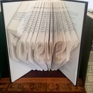 Forever Hand Folded Book Art Sculpture Unique Boyfriend Girlfriend husband wife Gift first 1st Anniversary Interesting love Art Wedding her image 2