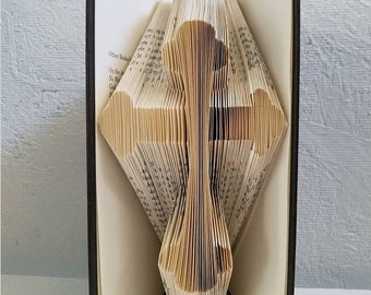 Cross Folded Book Art  Unique Gift Wedding Anniversary paper gift Decoration religious gift 1st anniversary unique Christening Church pastor