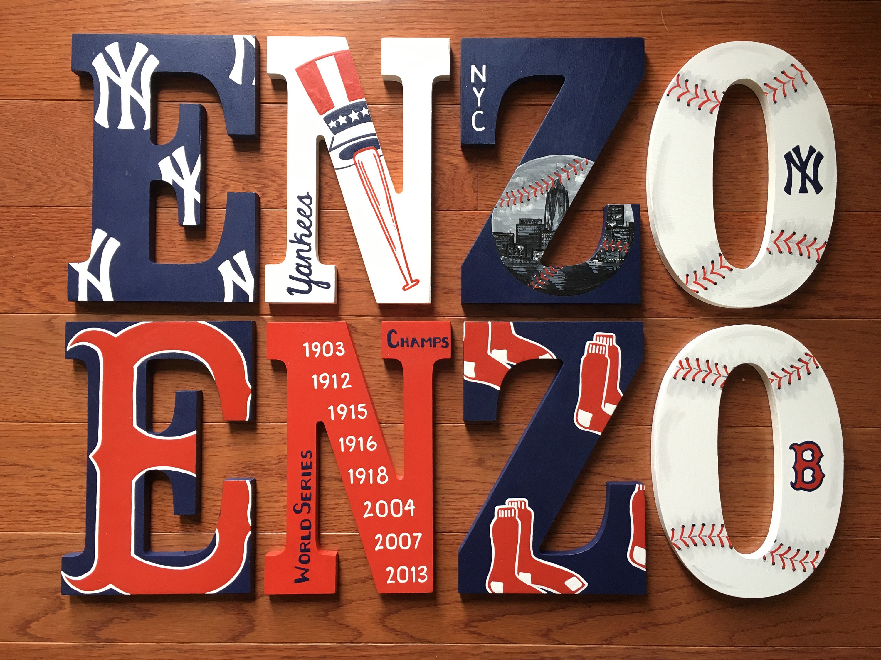 Custom Letters BOSTON SPORTS TEAMS Red Sox Celtics Bruins Hand-painted ...