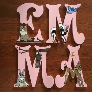 Custom Letters Disney Baby BAMBI AND FRIENDS Hand-Painted Personalized Wood Name.. Priced Per Letter