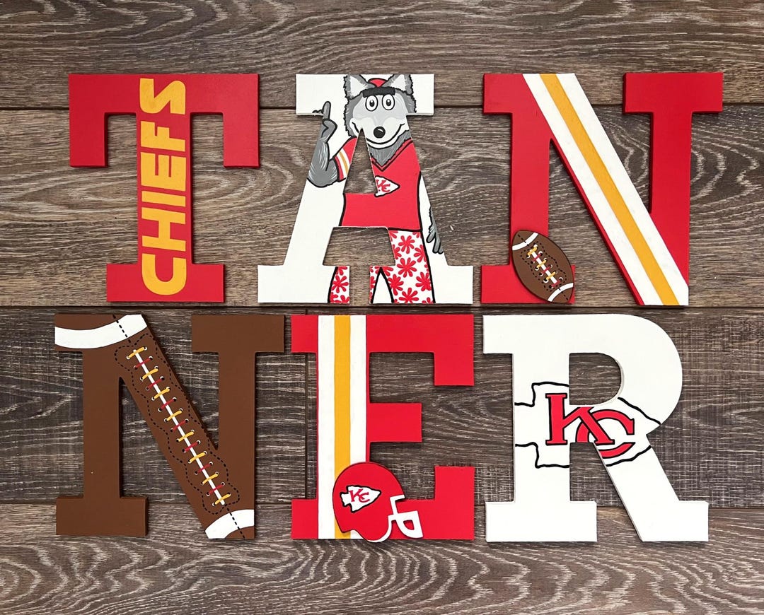 Kc Box Letters Custom Letters KANSAS CITY CHIEFS Hand-painted Personalized Wood Name ...