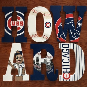 Custom Letters CHICAGO CUBS Cubbies Illinois Baseball Team MLB Hand-Painted Personalized Wood Name.. Priced Per Letter