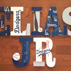 Custom Letters LA LAKERS DODGERS Basketball, Baseball Name Sign, Hand-Painted, Personalized Wood Name.. Priced Per Letter