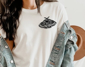 Hand-Printed Emperor Moth T-Shirt: Unisex Block Print Tee