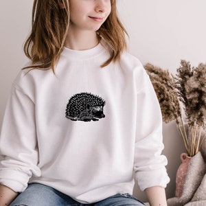 Hedgehog sweatshirt for kids, unisex hand printed sweater, ethical fall children fashion