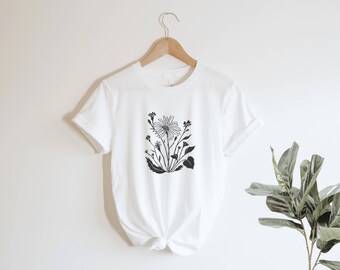 Succulent Handprinted Lino Block Print Graphic Shirt