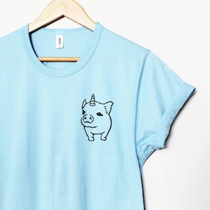 Pigicorn t-shirt, unipig tee, hand printed UNISEX tshirt, minimalist unicorn pig, graphic clothing, ethical fashion