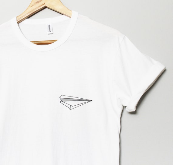 Paper Plane T-shirt Hand Painted UNISEX Pocket Shirt 