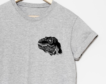 Dinosaur t-shirt, t-rex UNISEX tshirt, tyrannosaurus rex hand printed tee, dino clothing, block print design, ethical fashion, gift for him