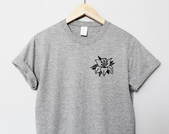Tシャツ・カットソー [SLOWLOLLY] Flower Lettering T Shirt (2 COLOR) Amazon.com: Vintage Color Flower, Retro Minimalist, 70s