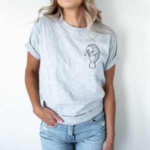 Manatee t-shirt, UNISEX sea lover tshirt, hand printed sea cow illustration, beach summer tee, hand stamp lino block print, ethical fashion
