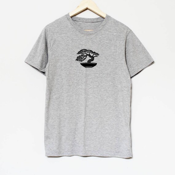 Tシャツ・カットソー BONSAI Bonsai T-shirt, Hand Printed UNISEX Tshirt, Japanese Tree