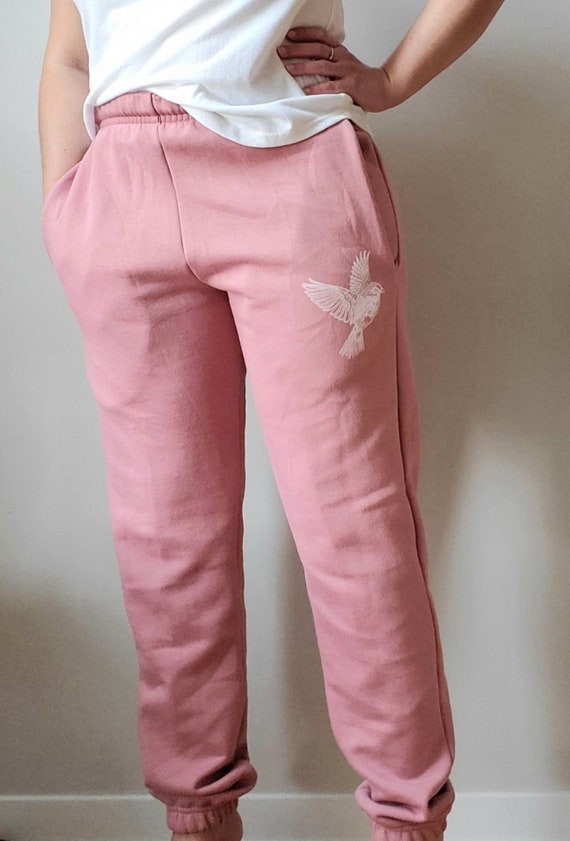 Pink Sweatpants, Soft Pink Jogger, Hand Printed Unisex Jogging Pants, Cozy  Fleece Lounge Pants, Ethical Clothing, Cute Gift for Her 