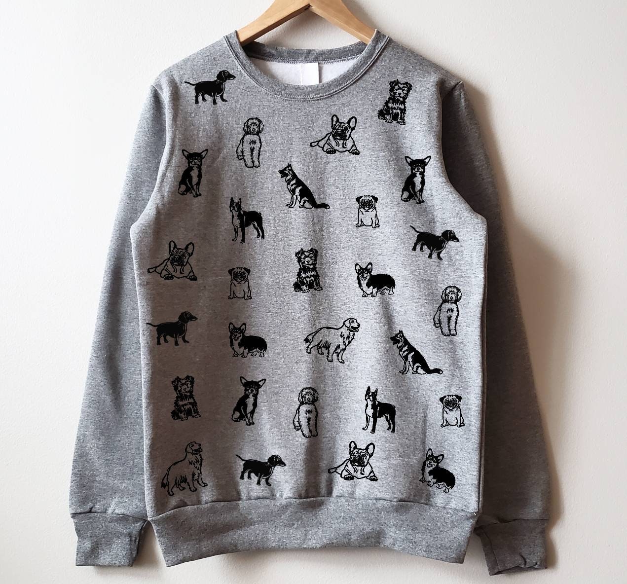 Dog Print Sweatshirt, Hand Printed Unisex Crewneck, All Over Dog Print Design, Unique Block Print, Soft Cute Jumper, Ethical Fashion - Etsy Dog Print Sweatshirt, Hand Printed Unisex Crewneck, All Over Dog Print Design, Unique Block Print, Soft Cute Jumper, Ethical Fashion - Etsy