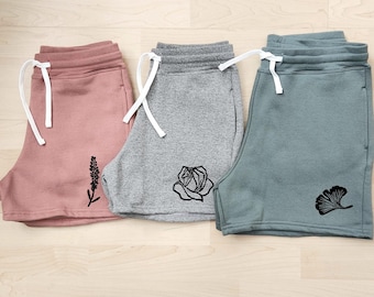 Hand Printed Fleece Shorts: Custom Women's Lounge Sweatshorts
