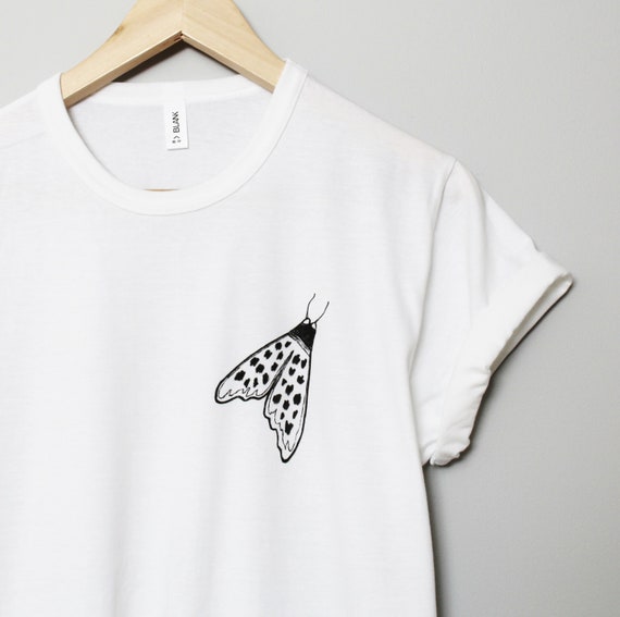 Hand-Painted Moth T-Shirt: Minimalist Insect Tee, Unisex Fit