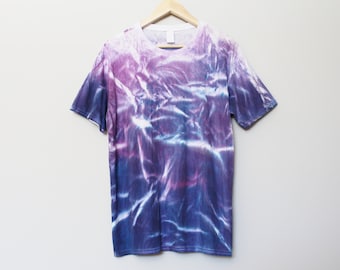 Purple blue tie dye t-shirt, unisex hand dyed tee, aubergine purple and night blue, unique marble shirt, wearable art, ethical fashion