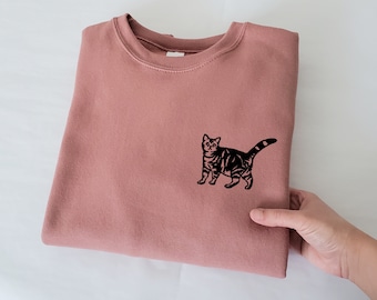 Cat sweatshirt, unisex hand printed sweater, cute kitten, cat lover gift, himalayan cat print, tabby, black cat, ethical fashion