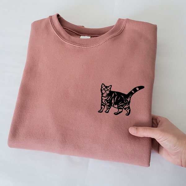 Cat sweatshirt, unisex hand printed sweater, cute kitten, cat lover gift, himalayan cat print, tabby, black cat, ethical fashion