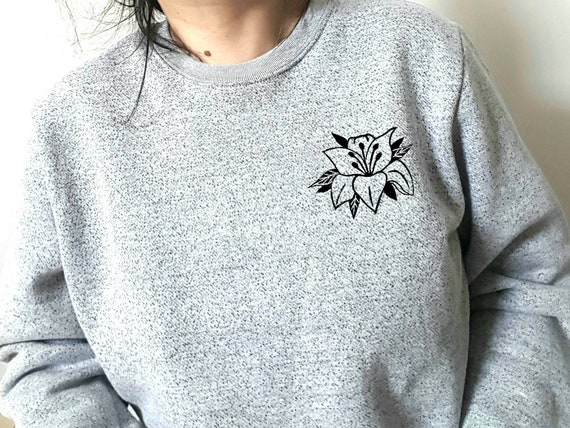 Lily Sweatshirt Flower Print Sweater Unisex Floral Crewneck 