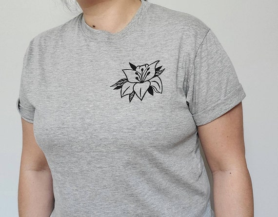Unisex Lily T-shirt: Hand-printed Floral Lino Block Tee - Etsy