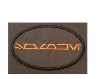 Aurebesh Embroidered Oval Name Tag: Personalized Cotton Twill Patch