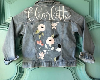 Hand painted denim jacket •Kids denim jacket • Jean jacket • Custom jean jacket • kids • toddler