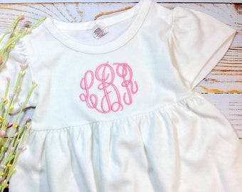 Girls Easter Dress / White Monogrammed Dress /  Personalized Girls Dress / Baptism Dress / White Girls Dress