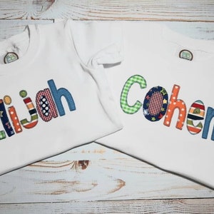 Personalized Shirt for Boy / Boy Shirt / Sibling Shirt / Shirt with Name / Shirt with Appliqued Name