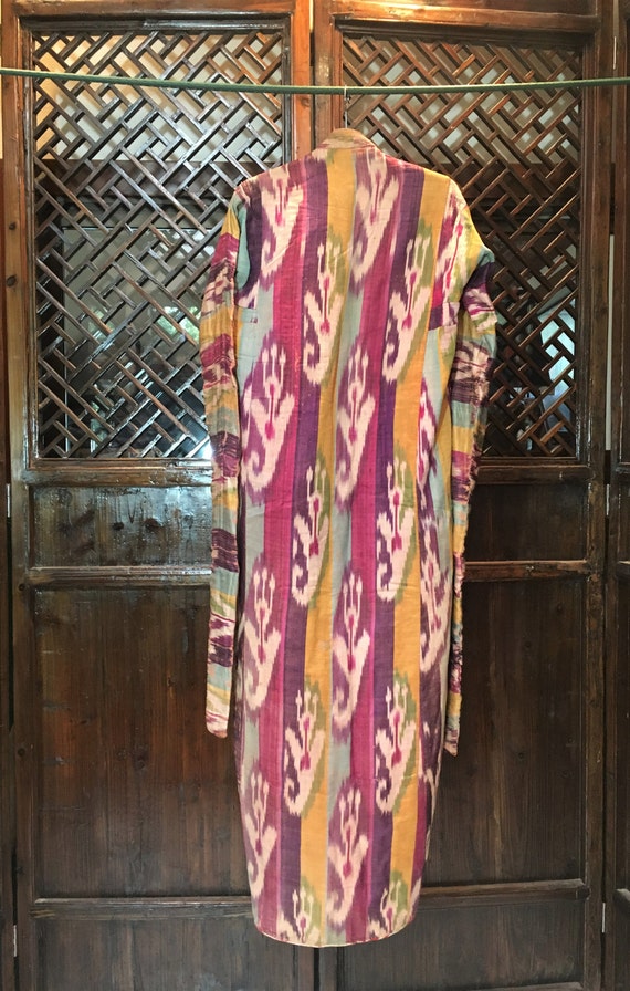 Vintage Uzbek 1960's women's authentic robe Ikat - image 4