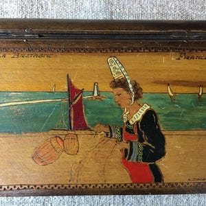 French 1960&#39;s hand burnished book-like wooden box