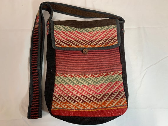 Bolivia purse made from vintage hand woven poncho - image 1