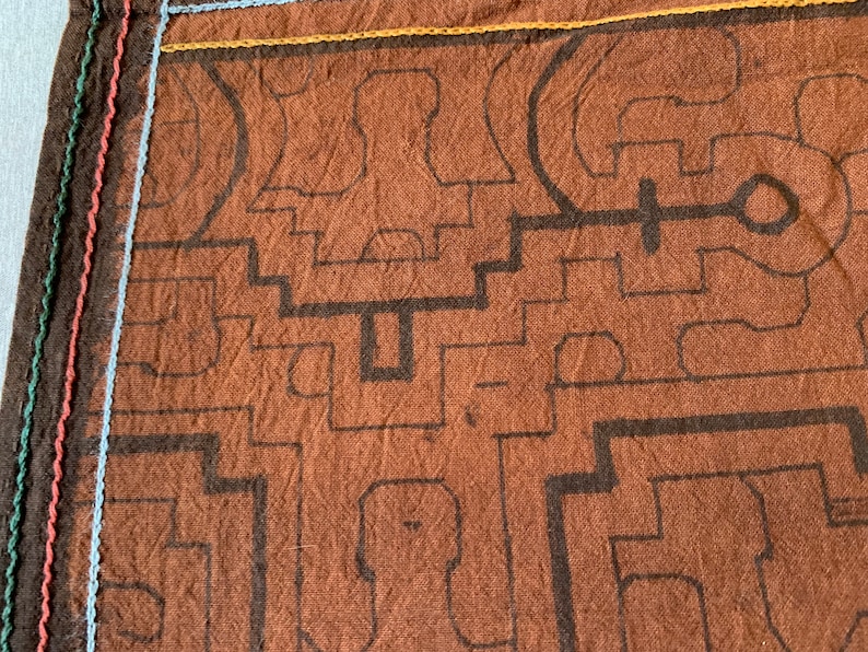 Amazon Shipibo tribe embroidered and dyed textile 1967 image 5