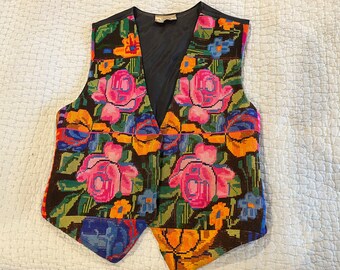 Guatemala vest made from a Chichi huipil S/M vintage 1960's