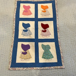 Sun Bonnet Sue antique wall decor quilted and appliqued