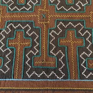 Amazon Shipibo tribe embroidered and dyed textile 1967 image 4