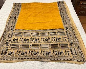 Sari silk India African designs vintage 5.5 yards long