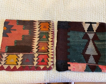 Turkish rug pillow covers two vintage