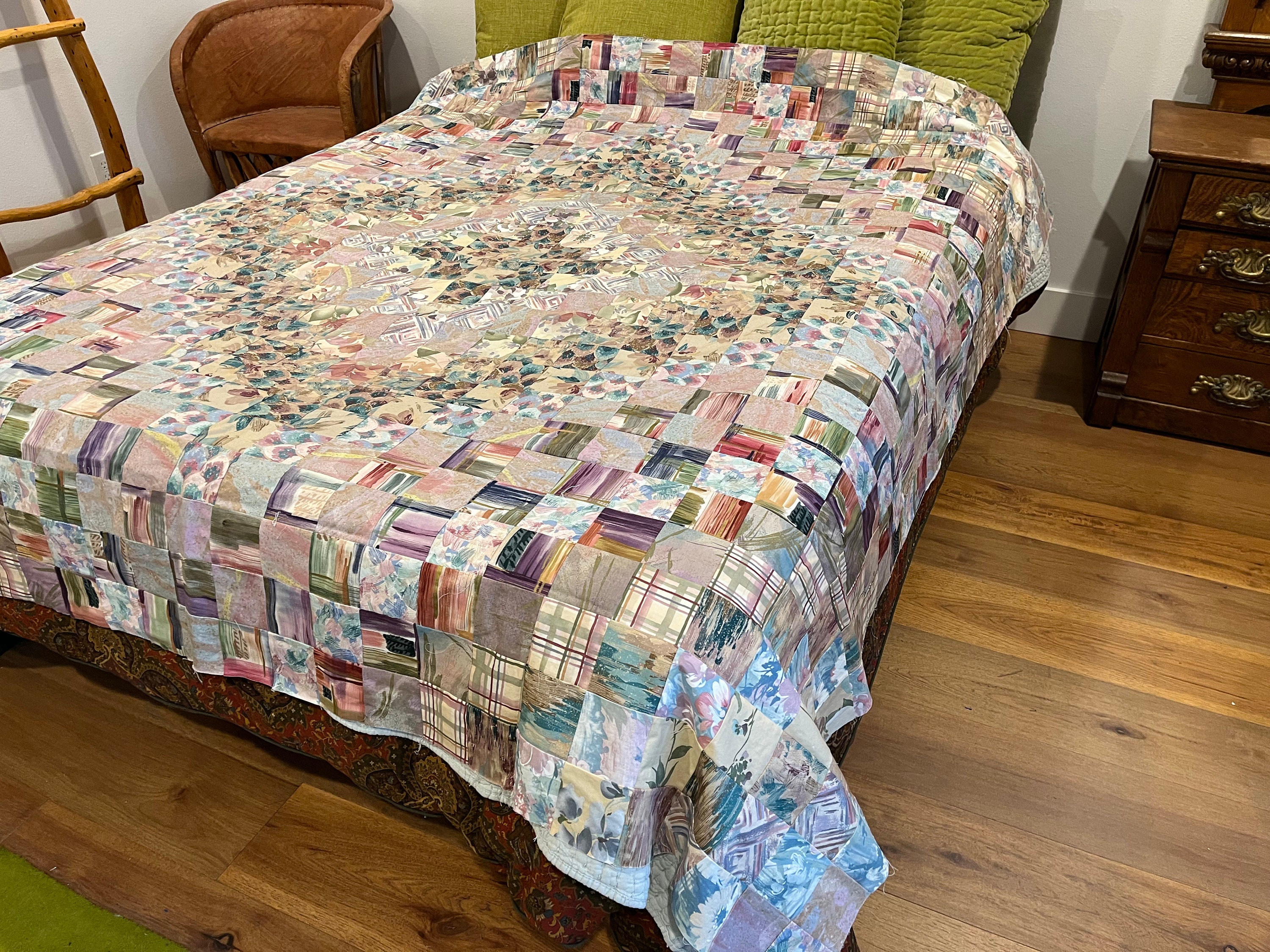 トップス nude vintage American Patchwork Quilt Vintage Quilt Top Crazy Quilt Patchwork XL Full Sized 82 x