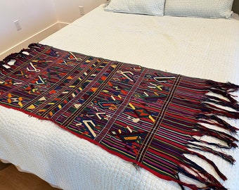 Guatemala vintage hand woven and embroidered textile tapestry