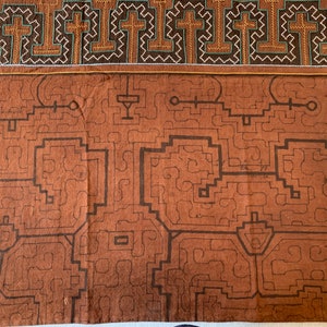 Amazon Shipibo tribe embroidered and dyed textile 1967 image 2